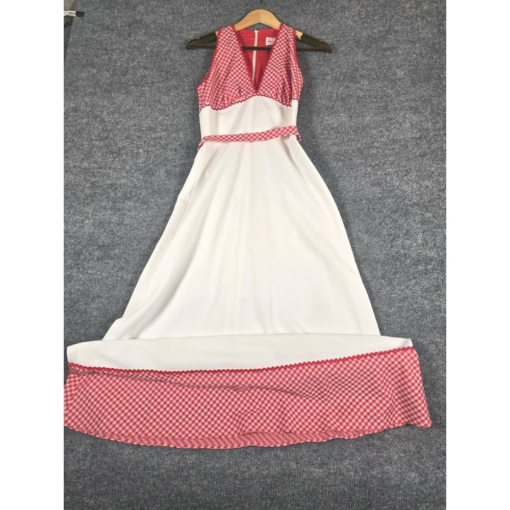 Vintage 70's Jerell of Texas‎ Red Gingham Maxi Dress Women's Size 9 Halter Style